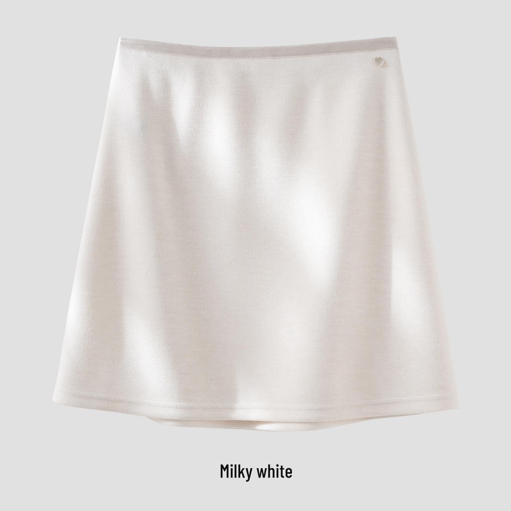 Rong Tai Vinegar Fiber Wool High-Waisted A-Line Mini Skirt - Elegant & Slimming for Petite Figures