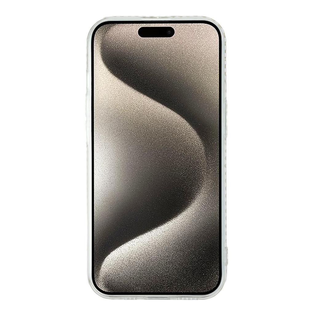 For iPhone 15 TPU Case Rhinestone Decor Clear Phone Back Cover,Precise Cutout