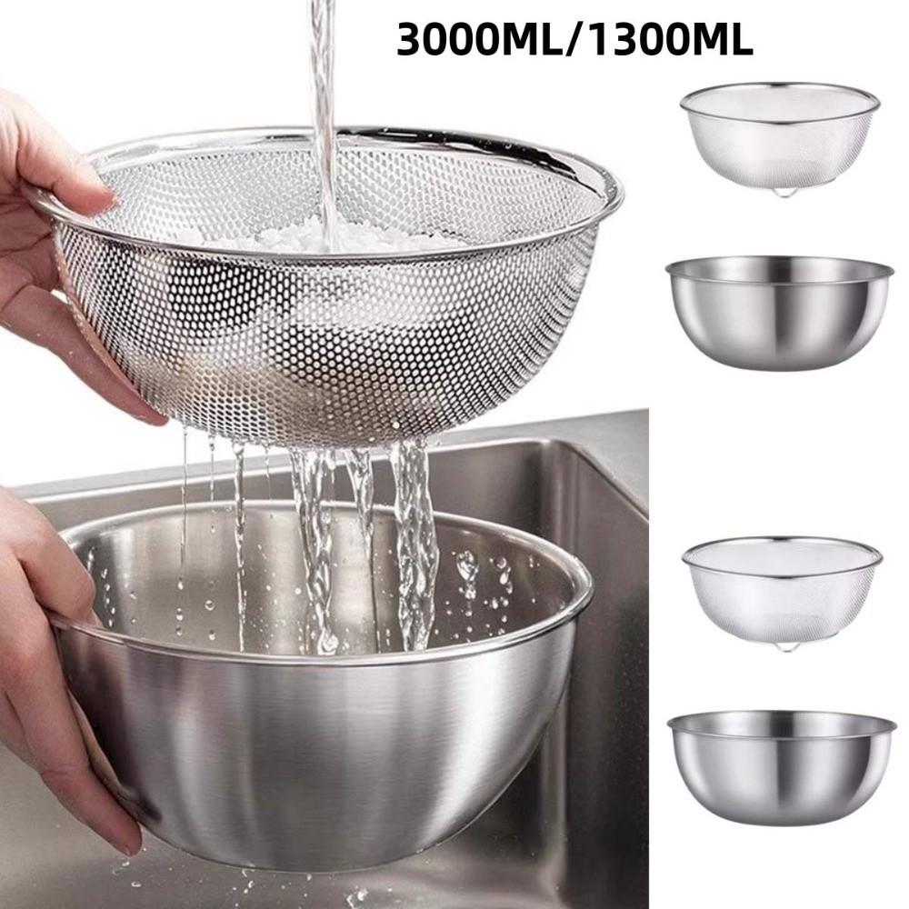 Double Layer Vegetable Drain Basket Stainless Steel Food Storage Container  Household