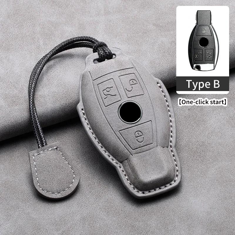 Car Key Cover for Mercedes Benz A C E S G Class GLC CLE CLA W177 W205 W213 W222 X167 AMG Leather Car Key Protective Cover