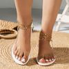 Hongtong große Sandalen Damen Neue einfarbige Kette Flachboden Damen Sandalen