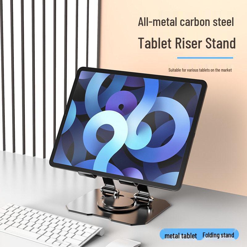 Foldable Metal Laptop & Tablet Stand with 360° Rotation and Double Rod Support