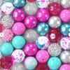 Mixed Style Beading: 50 Pcs 20MM Hot Pink, Silver, Blue Acrylic Large Beads for DIY Projects