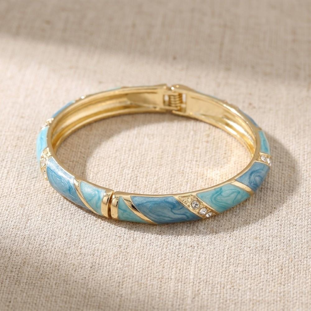 Lines Shape Chinese Crystal Bangle Enamel Women's Hand Bracelet Gifts for Women Girl