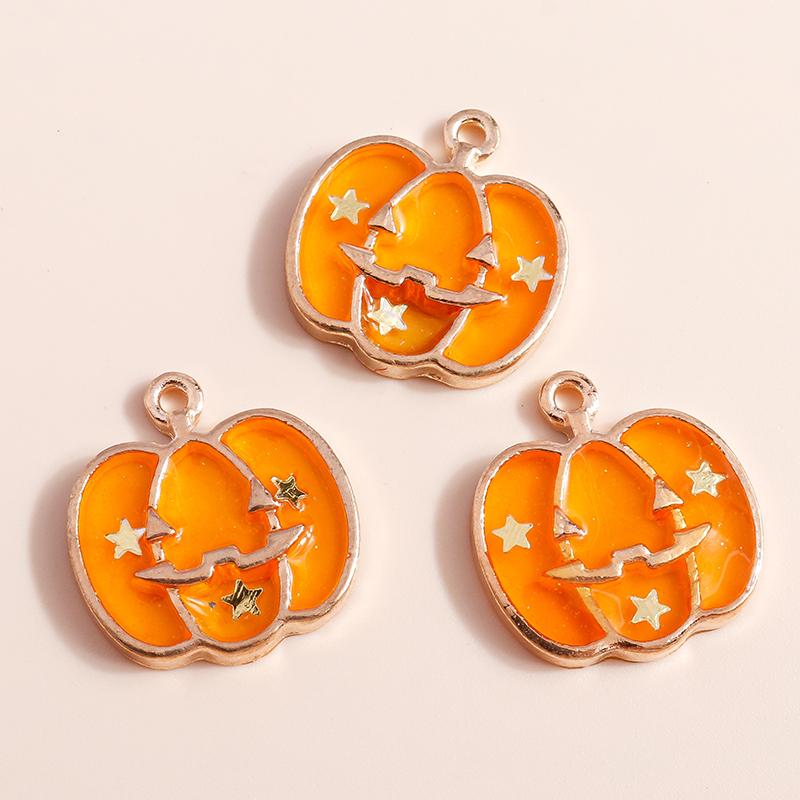 10pcs Mix Cute Enamel Halloween Charms Pumpkin Ghost Bat Charms Pendants for Jewelry Making DIY Earrings Necklace Accessories