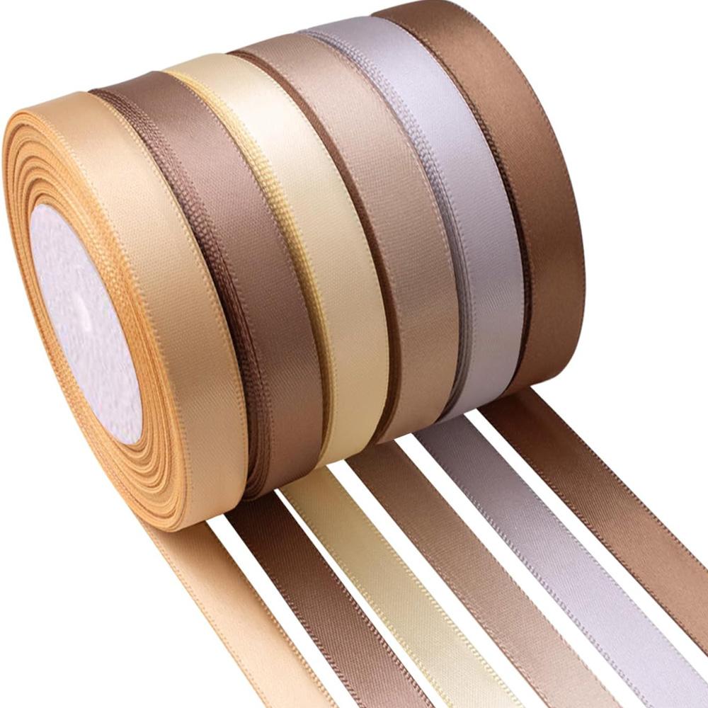 

6 рулонов 150 ярдов Ассорти однотонная шелковая лента Атлас Сатин для свадебных приглашений Букеты Вечеринка по случаю дня рождения DIY Подарочная упаковка 25yards