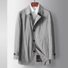 Men's Trench Coat Spring and Autumn Lapel Mid-length Casual Trench Coat Solid Color Middle-aged and Young Men's Business Coat