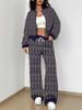 Grid New Autumn And Winter New European And American Women'S Clothing Striped Printing Suit Women