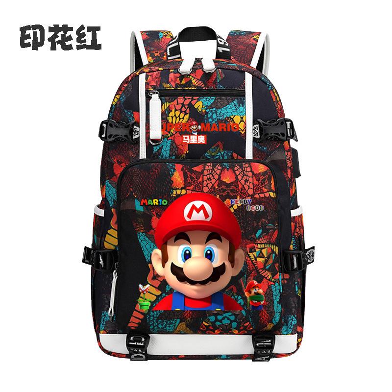 Zaino con Licenza Anime di Mario per Bambini Adolescenti Ragazzi Ragazze, Leggero Ergonomico Zaino Scolastico Grande Capacità, Design Anti-Scoliosi