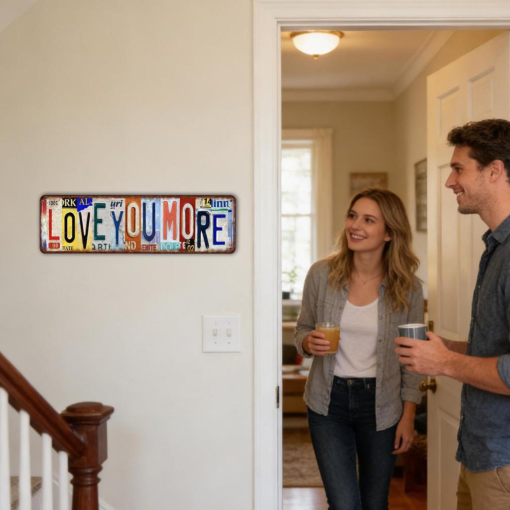 Love You More Wanddekoration Vintage Metallornament Industrielles Love You More Bar Schild für Wohnung Wohnzimmer Schlafzimmer Küche