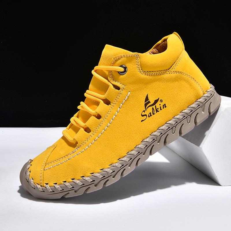 Large Size Hand-stitching Ankle Boots For Women Casual Shoes Split Leather Shoes Women Loafers Moccasins Women Flats Shoes