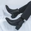 Party men's high top leather shoes Thick bottomed trendy design style nightclub Adults Plus Size 38-46 Classic black boots