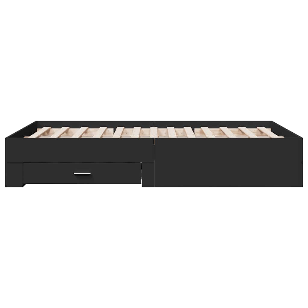 Bed Frame with Drawers Black 135x190 cm Engineered Wood