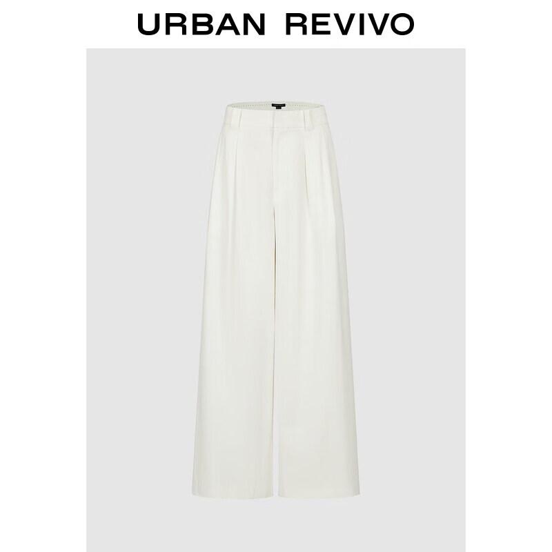 UR2026 Women s Solid Color Pleated Wide-Leg Pants L