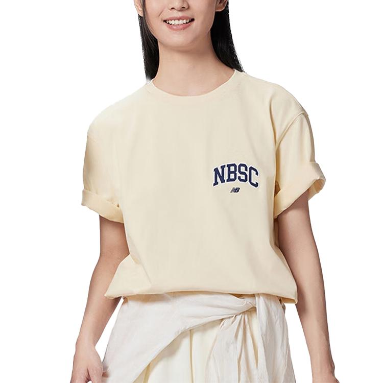 New Balance Drop Shoulder Sleeve T Shirt Men's Beige Yellow AMT42331-CAU