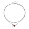 Stylish Standout Accessory Adjustable Neck Chain Alloy Necklace Edged Heart Charm for Nightlife Street Fashion
