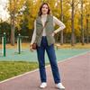 Women's Color Loose Fit Stand Collar Sleeveless Jacket