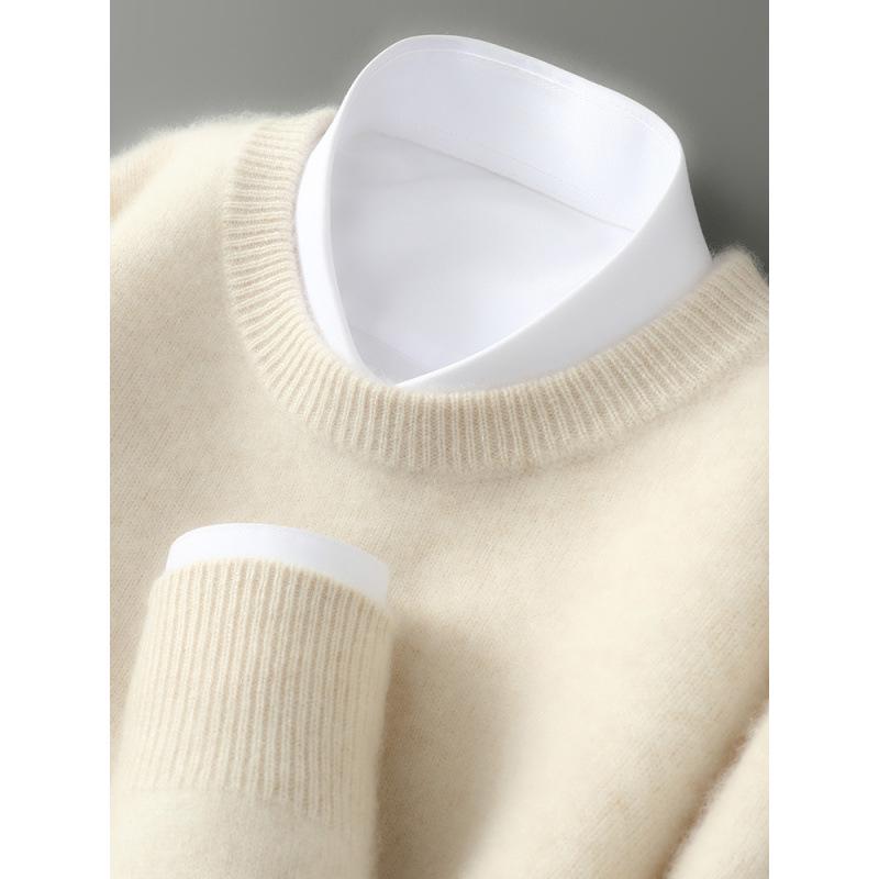 Men's 100% Wool Half-High Neck Sweater - Versatile Natural Fiber Knitwear for Autumn/Winter