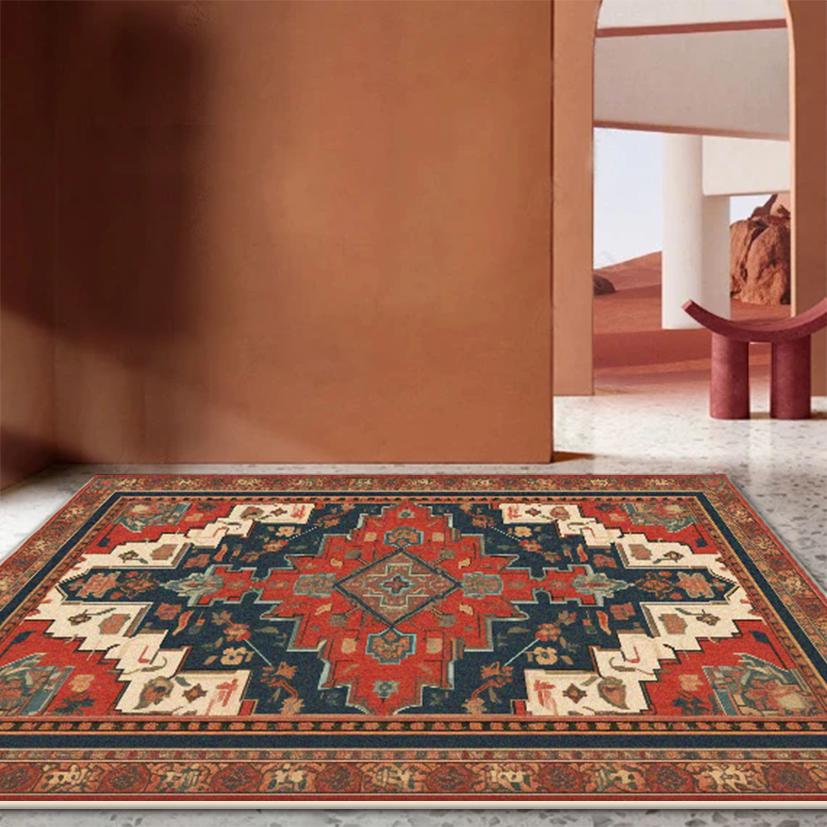 Persian Retro Rugs for Living Room Luxury Decoration Home Sofa Non-slip Foldable Carpet Bedroom Bedside Washable Plush Floor Mat