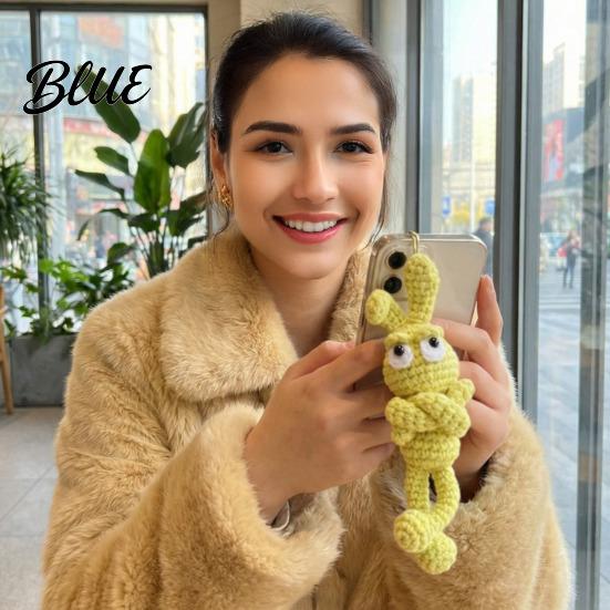 Anniversary Gift for Her Hand-Crocheted Proud Bunny Keychain Cute Handmade Crochet Rabbit Charm Pendant Soft Wool Plush Pendant Multi‑use