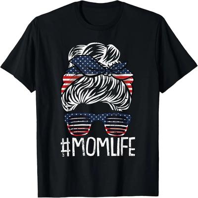 Mom Life 4th Of July American Flag Patriotic Mama Mother T-Shirt