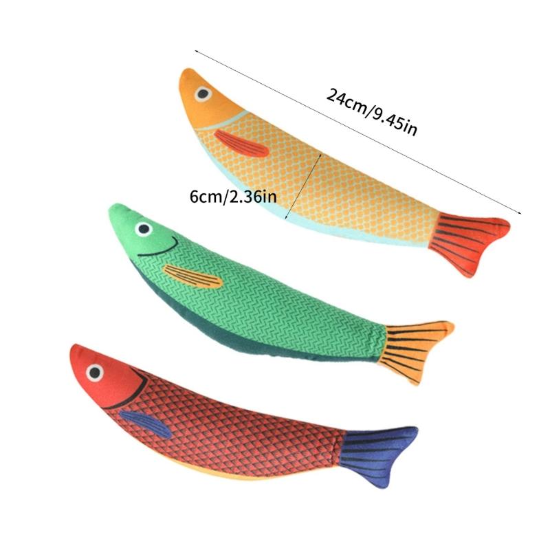 3 Pcs Catnips Toy Fish Toy Soft Chewing Stuffed Animal for Kitten Grinding Toy Fish Shape Catnips Toy Keep Kitten Busy