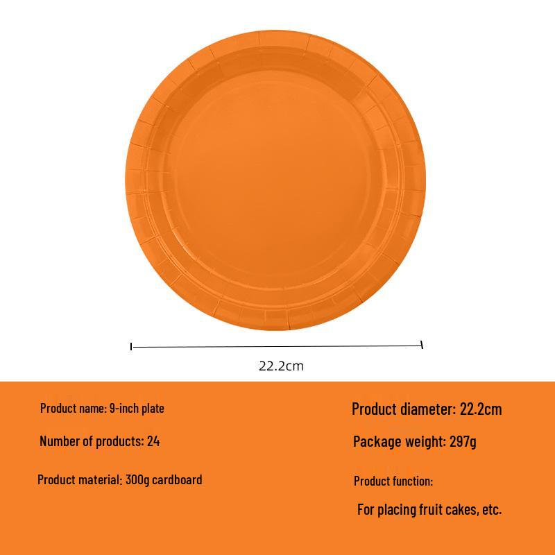 Orange Disposable Party Supplies: Paper Plates, Cups, Napkins, Cutlery, and Tablecloth
