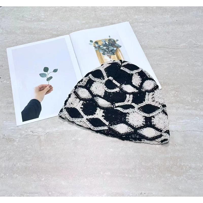 Pile Hat Women's Summer Knitted Empty Lace Flower Baotou Hat Fashion Versatile Casual Show Small Face
