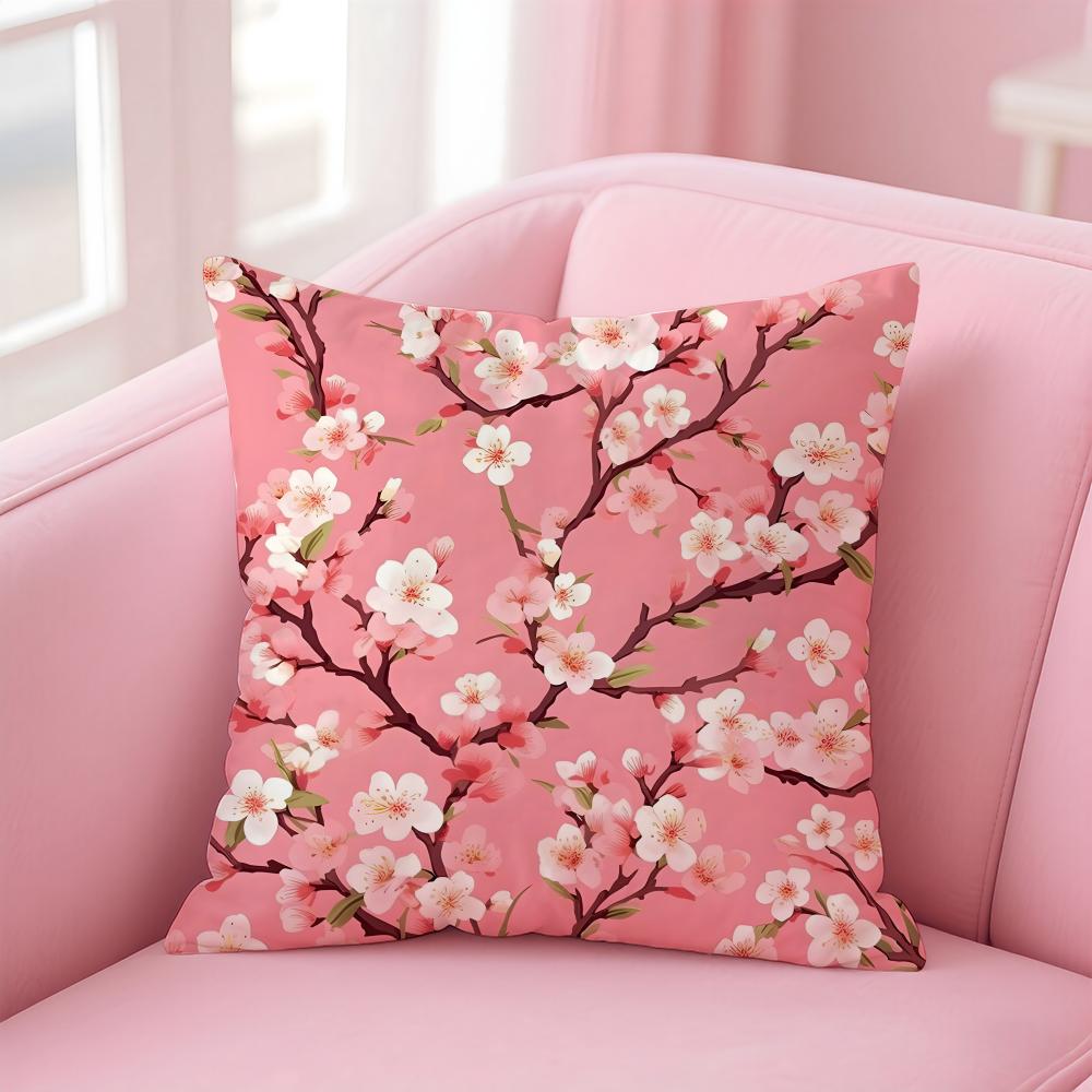Cherry Blossom Cushion Cover Linen Cushion Cover Soft Decorative Case For Sofa Home Decor
