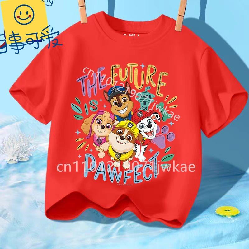 Kids Paw Patrol Cartoon Graphic Baby T Shirt Cotton Casual Short Sleeve Tee Boys and Girls 2026 Summer Toddler Clothing Tops