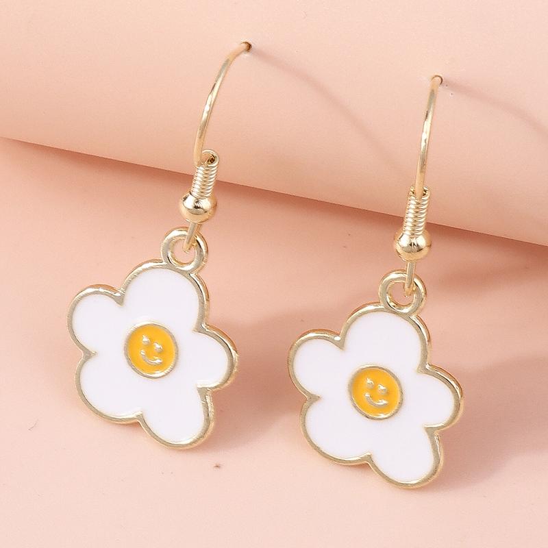 Fashion Colorful Flower Drop Earrings for Women Handmade Knitted Flower Dangle Hooks Earrings Girls Party Holiday Jewelry Gifts