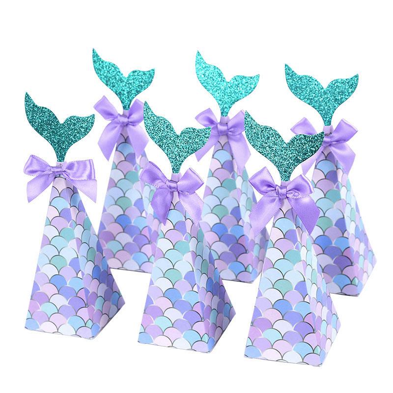 10 Stuks Zeemeermin Snoepdoos Zeemeerminstaart Cadeau Verpakking Dozen Thema Zeemeermin Verjaardag Verjaardagsfeestje Kinder Bedankjes Cadeau Benodigdheden