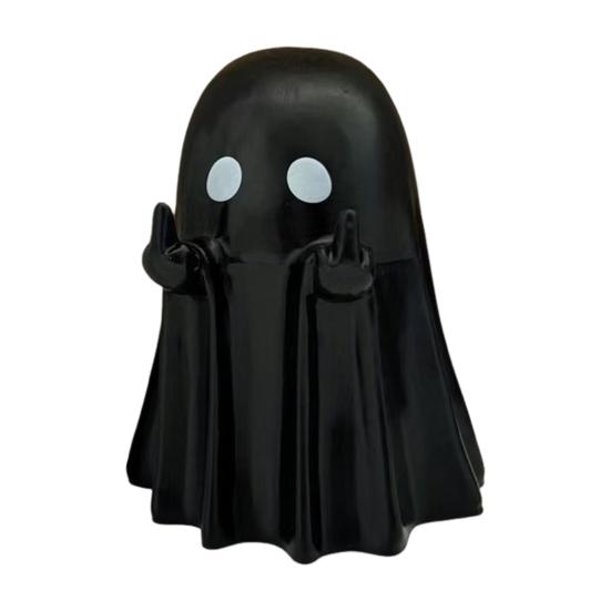 Langefinger Spøkelsesfigur Resin Spøkelsesfigur som gir fingeren Spøkelsesstatue for Skrivebord Skap Hjem Halloween Dekor