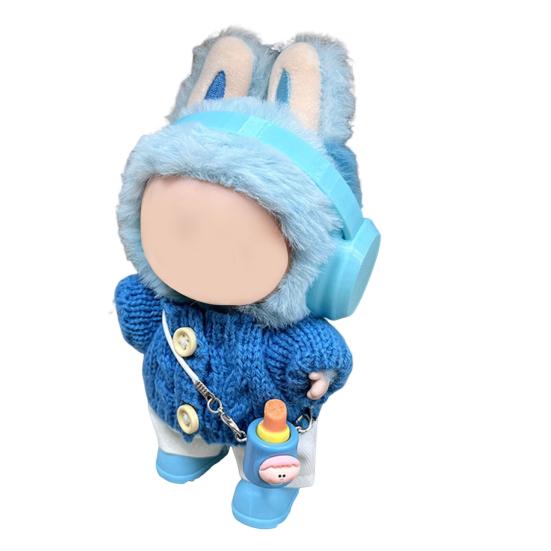 Doll Clothes Set Stylish Overalls Knitted Sweater Outfit for 15-17cm Dolls Fashionable Dress Up