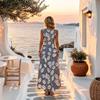 Summer Bohemian Sleeveless Maxi Dress Loose Minimalist Leaf Pattern Flowy Skirt Lightweight Beach Vacation Flattering Comfortable Dress