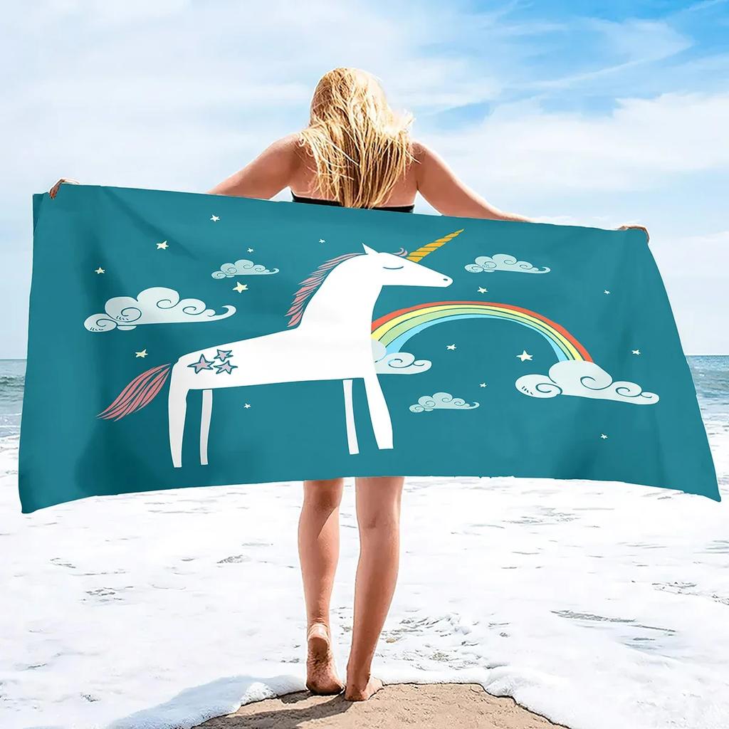 Unicorn Beach Towel,Camping Towels Quick Dry  Absorbent Soft Beach Blanket Pool Travel Swimming Bath Shower Towel For Girls