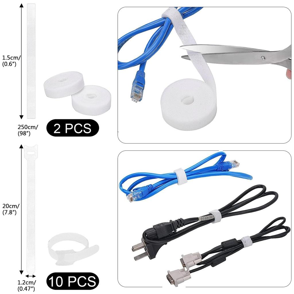 SOULWIT 200 STÜCKE Kabelmanagement 4 Kabel 7 Kabel 37 Kabel 20 Nagelkabel Magisches Kabel 10 Klettverschlusskabel 100 Nylon-Kabelbinder Kabelaufbewahrung Kabelorganisation