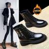 Martin boots women's autumn and winter new women's boots thick-soled side zipper single boots winter velvet warm women's cotton boots