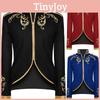 Elegant Men Palace Prince Gold Embroidery Blazer Slim Fit Suit Jacket For Costume Party