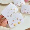 Korean Version of Small Fresh Cartoon Cute Stud Earrings Three-piece Set of Personality Versatile Small Childlike Summer Earrings