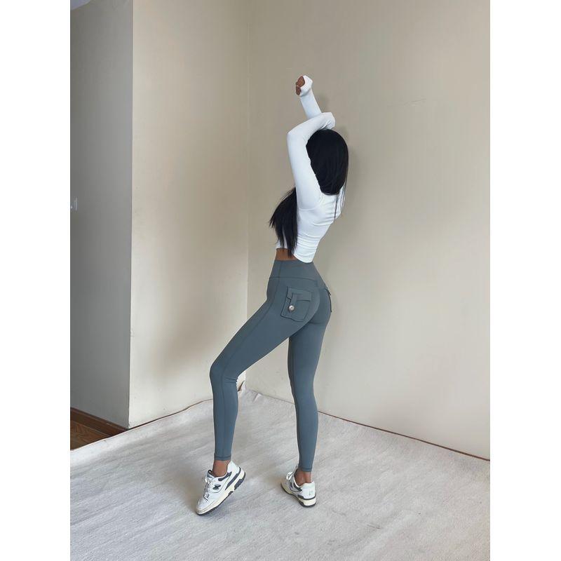 

Fashion Thickened Work Clothes Style Fitness Pants New Peach Green bamboo S