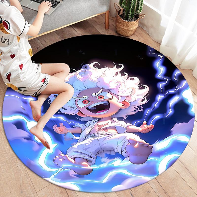 One Piece Gear Round Area Rug Carpet Rug For Living Room Bedroom Sofa Playroom Decor Nonslip Floor Mat