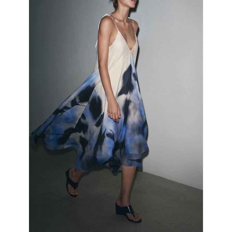 Za2025 Summer New Product Women's Clothes Vacation Style Sleeveless Loose Printing Slip Dress 2787193 080