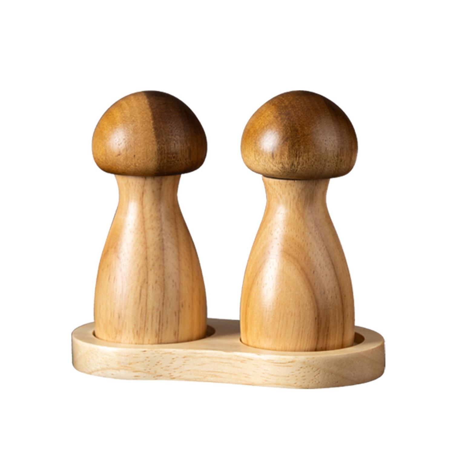 

Wooden Mushroom Pepper Grinder with Adjustable Coarseness for Salt and Spices – Handcrafted Kitchen Mill светло-коричневого