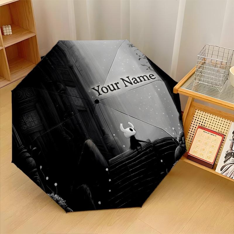 Custom Text Automatic 8 Bone Umbrella, Portable Sun Rain Protection UmbrellaHollow Knight