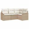 4 Piece Beige Poly Rattan Sofa Set with Cushions