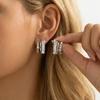 Exquisite Shiny Inlaid Zirconia Cross Pendant Earrings for Women Gold Plated Hoop Earrings Christian Religious Party Jewelry