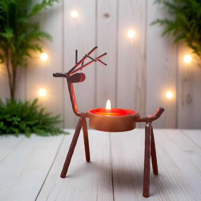 Exquisite Candlestick Decoration Christmas Reindeer Candlestick Durable Iron Candlestick Christmas Halloween Home Decoration