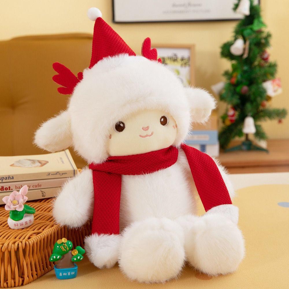 Fluffy Little Sheep Doll Simulation Appease Doll Pillow Christmas Sheep Plush Toy Christmas Toy