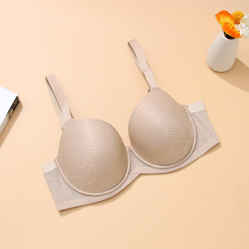 Large size underwear women's big breasts show small anti-sagging gathering breathable full cup 0 bra